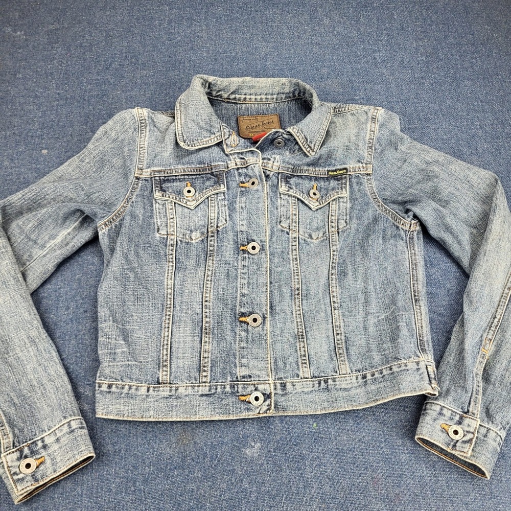 Guess Jeans Originals Blue Denim Trucker Jacket Medium Wash M
Womens Med Y2K
